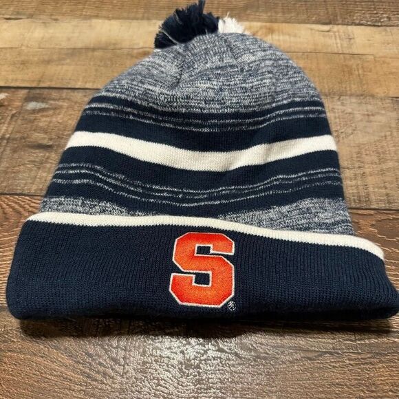 NWT Syracuse Orange Navy White Nike Sideline Cuffed Pom Knit Hat Collegiate Cold - Picture 1 of 5